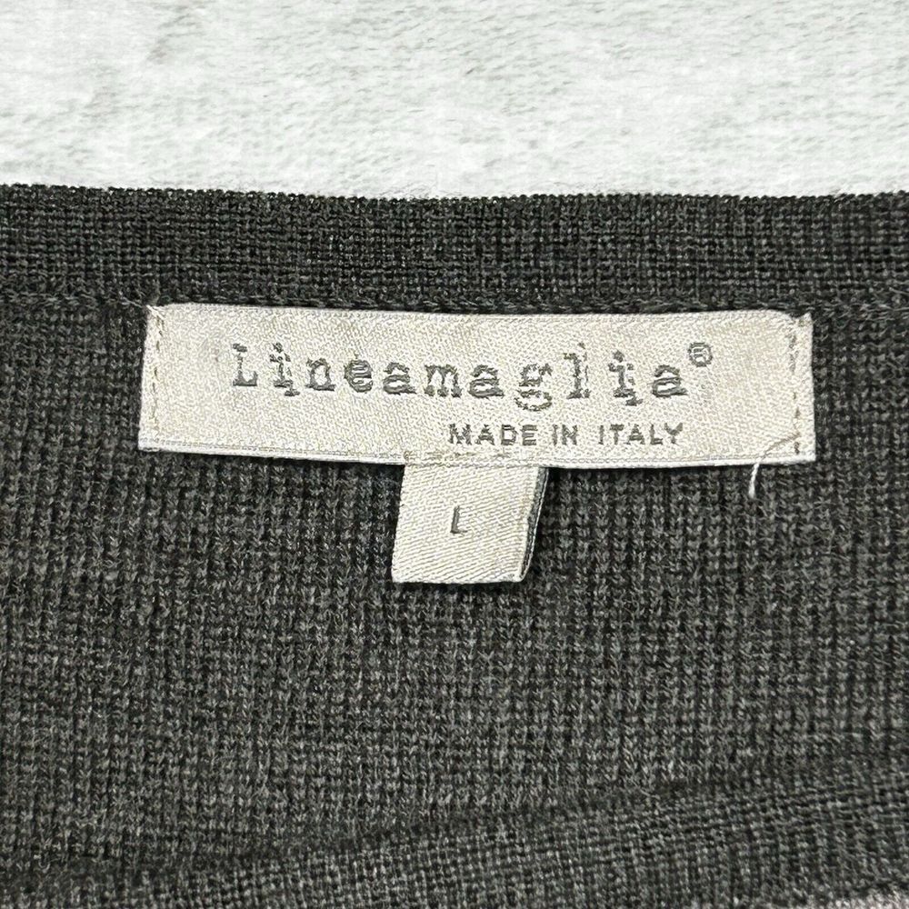 Lineamaglia Cardigan Sweater Womens L Gray Wool Blend Open Front Made In Italy - Picture 8 of 8